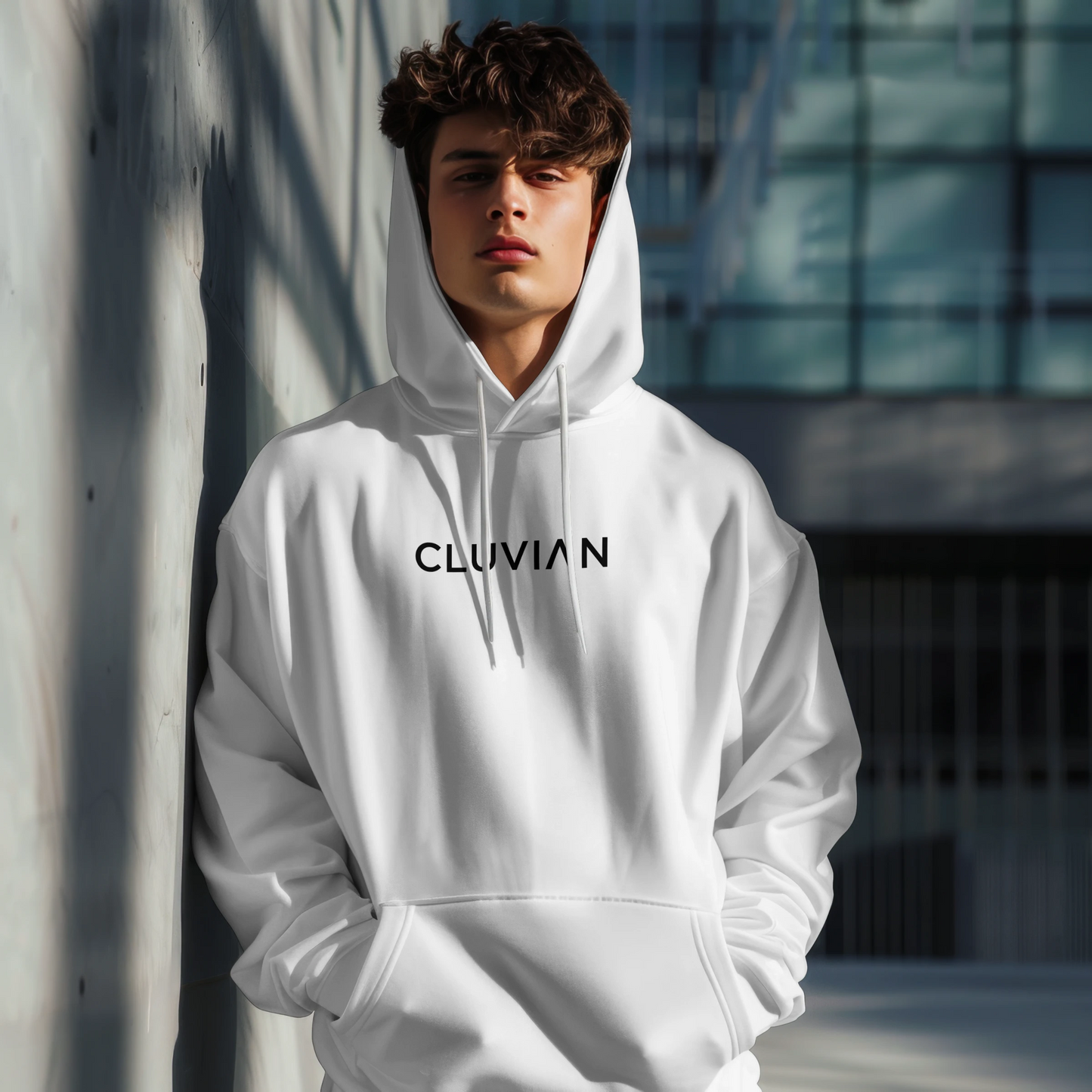 Cluvian Premium Cotton Hoodie – White
